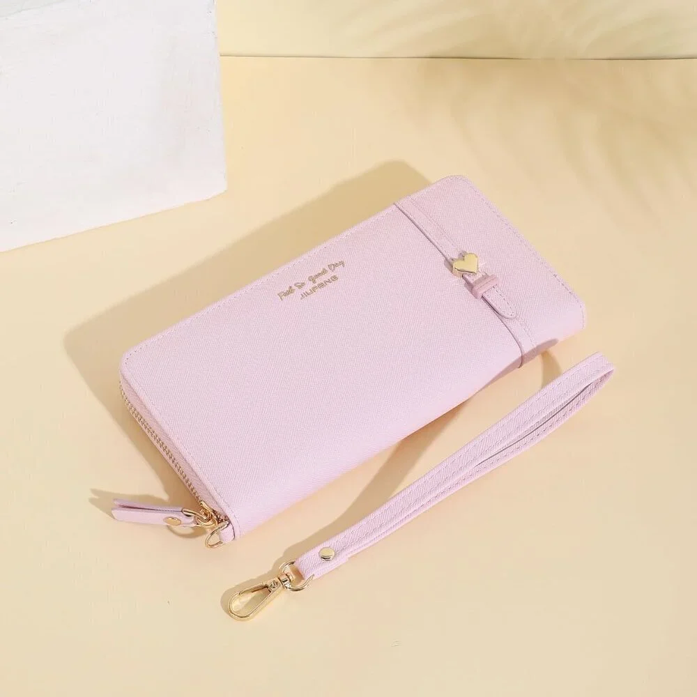 Women RFID Blocking Wallet PU Leather Large Capacity Zipper Purse